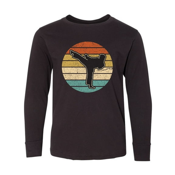 Inktastic Karate Martial Arts Retro Sunset Long Sleeve Youth T-Shirt