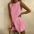 thumbnail image 2 of Vestido mini informal sin mangas de verano para mujer: vestido holgado con estampado floral para vacaciones en la playa, 2 of 6