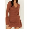 thumbnail image 3 of Shyanne Women's Lace Bell Sleeve Mini Dress - SWFA21D26-BRWN   US, 3 of 4