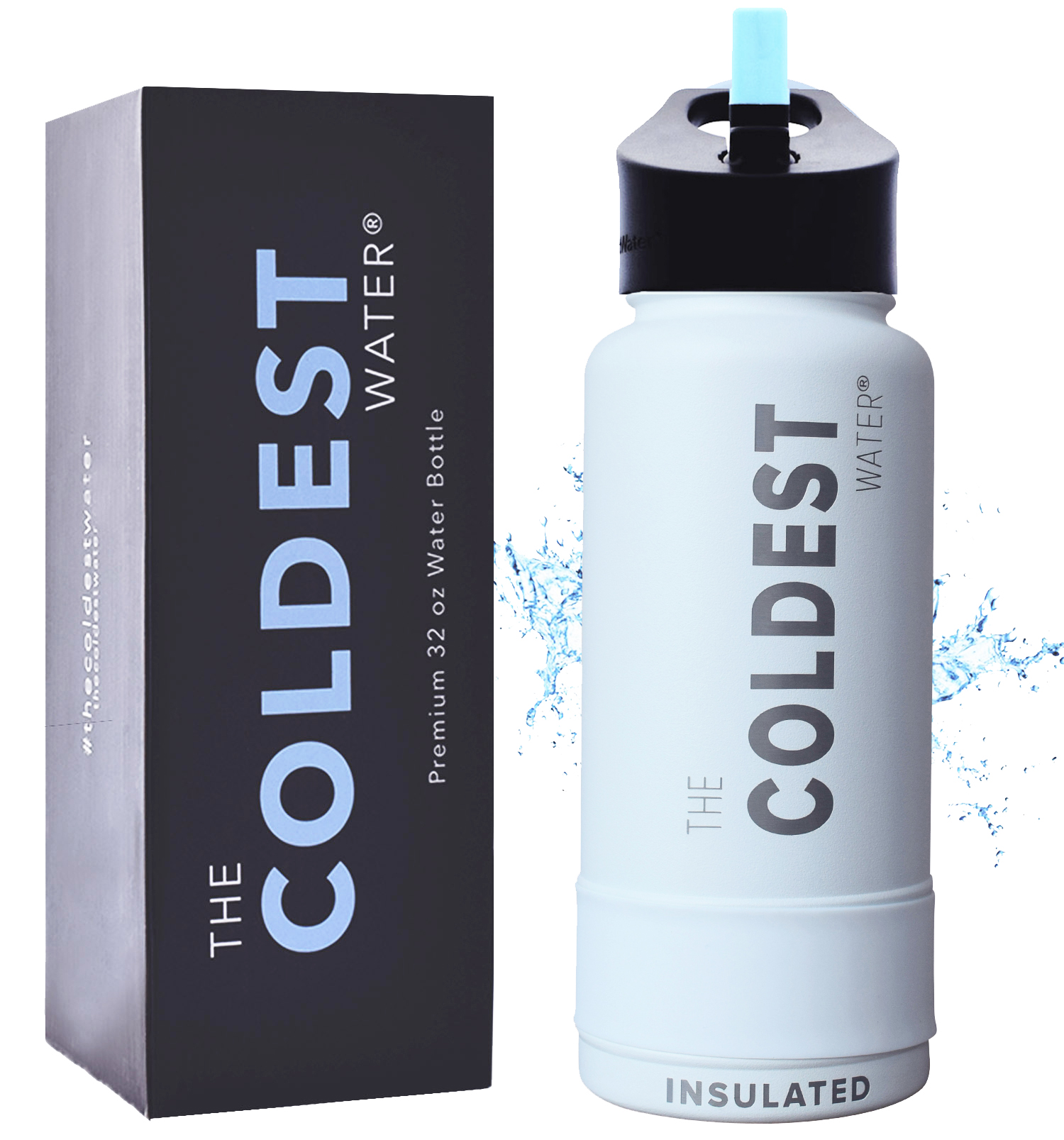 The Coldest Sports Water Bottle 32oz Wide Mouth Insulated Stainless