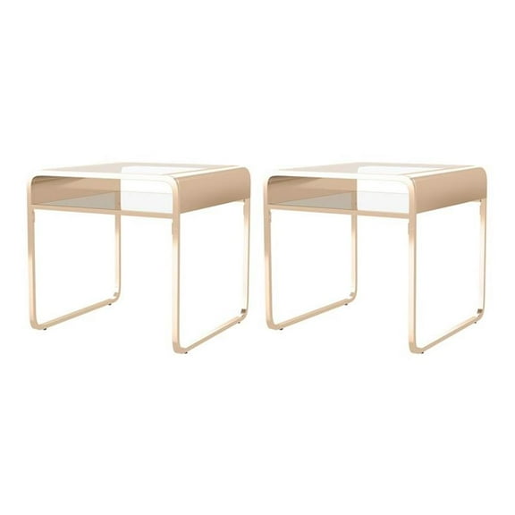 Furniture of America Mexller Metal 1-Shelf End Table in Gold (Set of 2)