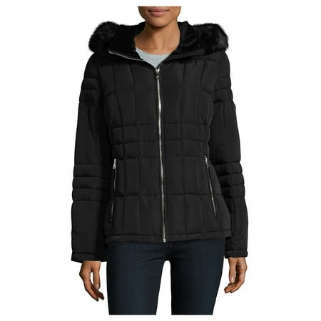 Marc New York Quilted Jacket - Faux Fur Trim Quilted Coat