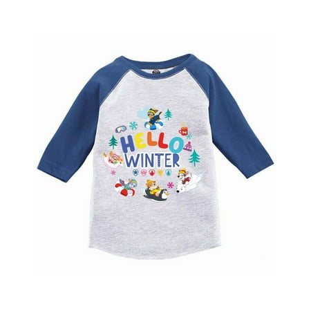 

Paw Patrol Hello Winter Shields Toddler Long Sleeve Shirts - 3 4 5 Years Old for Boys for Girls - Xmas Winter Holidays Paw Patrol Tee