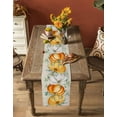 thumbnail image 5 of Orange White Fall Burlap-Cotton Table Runner 60 Inches Long,Thanksgiving Pumpkins Botanical Eucalyptus Retro Farmhouse Table Runners,Outdoor Dining Tablecloths for Baby Shower Party Wedding 13x60, 5 of 9