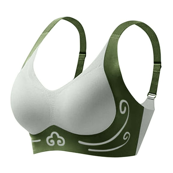 Rohuuque Womens Bra Seamless Bra Oversized Bras Running Shock-absorbing Sports Fixed Bra 2XL Army Green