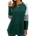 thumbnail image 5 of Nlife Women Stripes Leopard Print Crew Neck Long Sleeve Top, 5 of 11