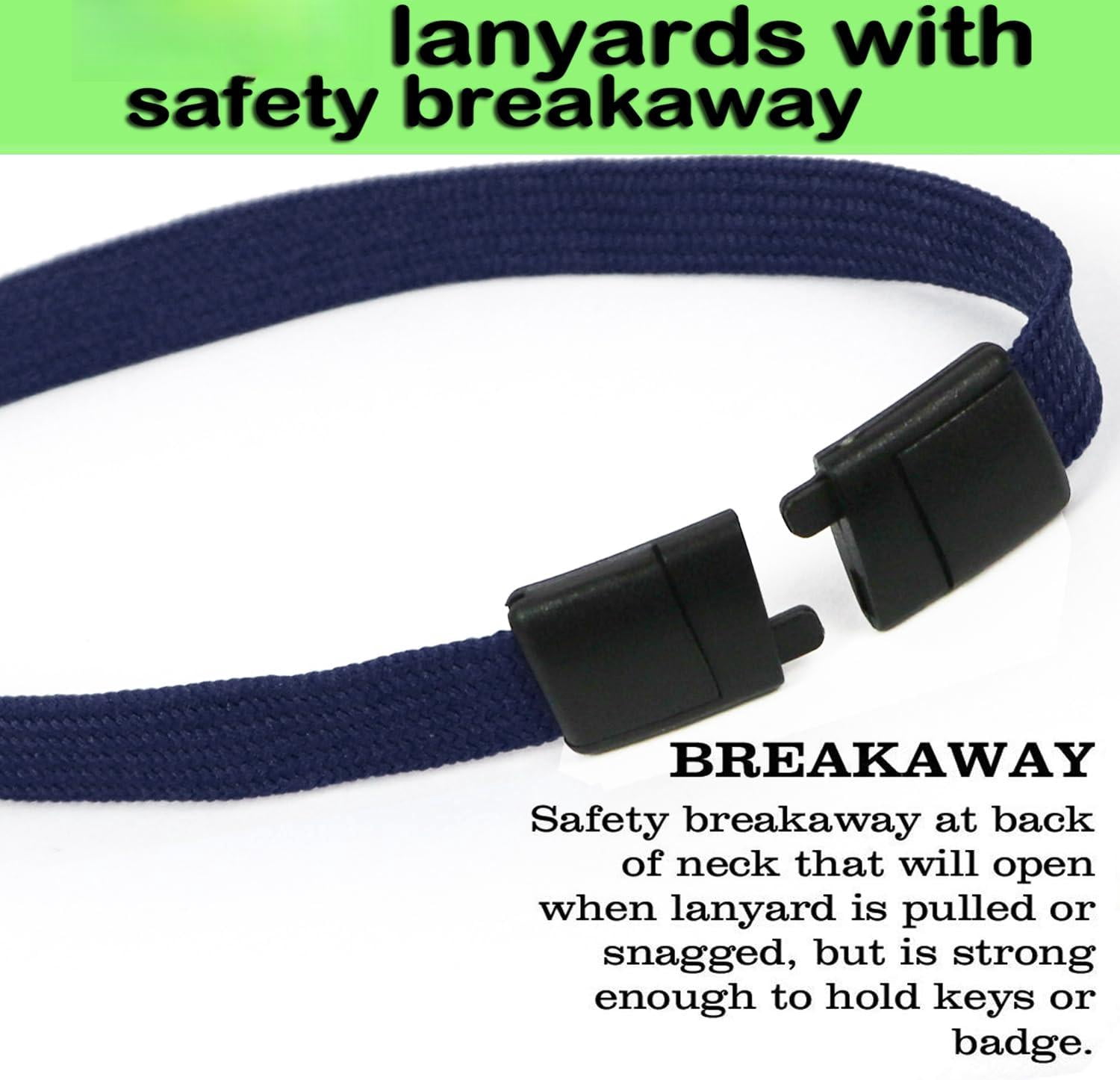 25 Pack Breakaway Lanyard With J-hook Bulk Flat Lanyards For Name Tag Id Badges (midnight Blue  25 Pack)