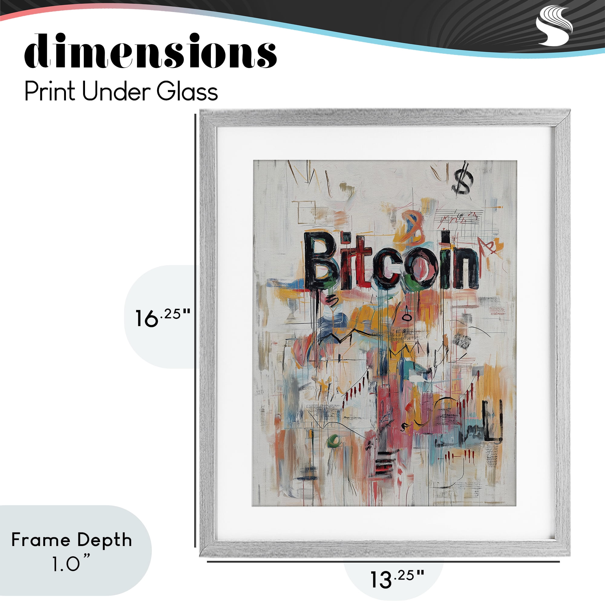 Stupell Industries Digital Currency Abstract Collage Gray Framed Print Under Glass, design by Svetlana Aleynikova