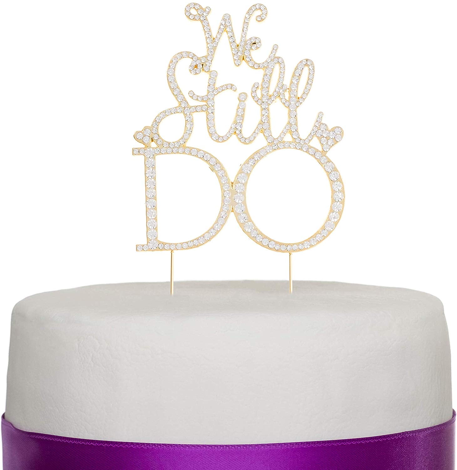 50th Gold Anniversary Vow Renewal Cake Topper made with crystal rhinestones 