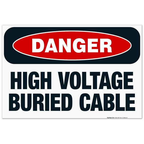 High Voltage Buried Cable Sign, OSHA Danger Sign, 24x36 Corrugated Plastic