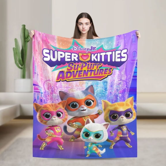 Blanket Super-Kitties Flannel Blanket Funny Ultra-Soft Micro Warm Throw Blanket For Boys Girls Young Adults, Warm Flannel Blanket For Living Room Bedroom Couch Bed 40"X30"