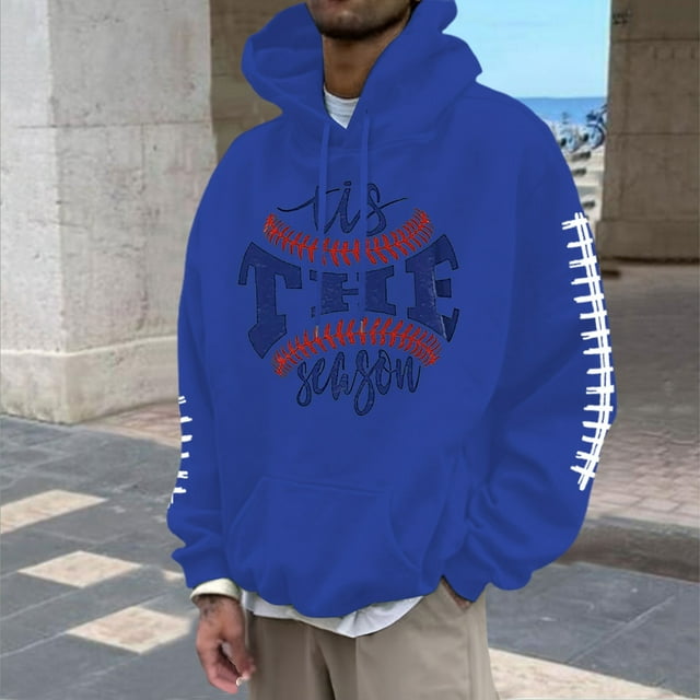 MHFRRA Sudadera con Capucha para Hombre con Estampado de Fútbol, Informal, Holgada, para Uso Diario, Cómoda y Cálida Azul