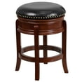 thumbnail image 3 of Emma + Oliver 24"H Backless Light Cherry Wood Swivel Counter Stool Carved Apron, 3 of 12