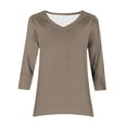 thumbnail image 7 of HongQid Womens Tunic Plus Size 3/4 Sleeve Tops V Neck Casual Long Swing Blouses Shirts Loose Fit Dressy, 7 of 7