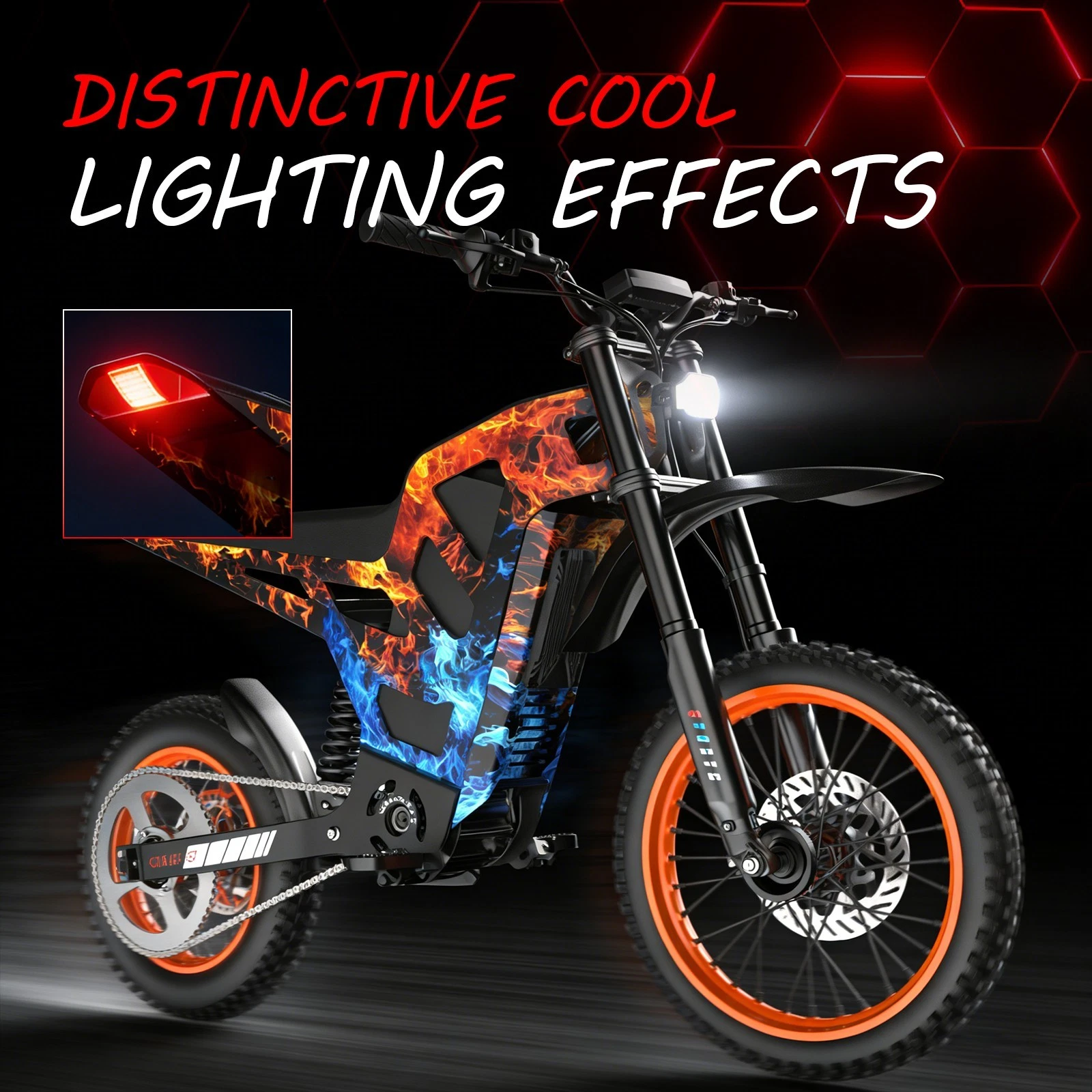 GOLUCKY Electric Dirt Bike for Teens Adults, 3000W Motor, 38MPH & 48Mile, 48V/21AH Removable Battery, 14"/12" Fat Tire, Hydraulic off-Road for Age 13+