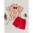 thumbnail image 2 of Suealasg Little Boys Christmas Gentlemen Outfits 6M 1T 2T 3T 4T Car Tree Print Short Sleeve Button Shirt + Shorts Set 2Pcs Casual Summer Clothes for Toddler Boys, 2 of 7