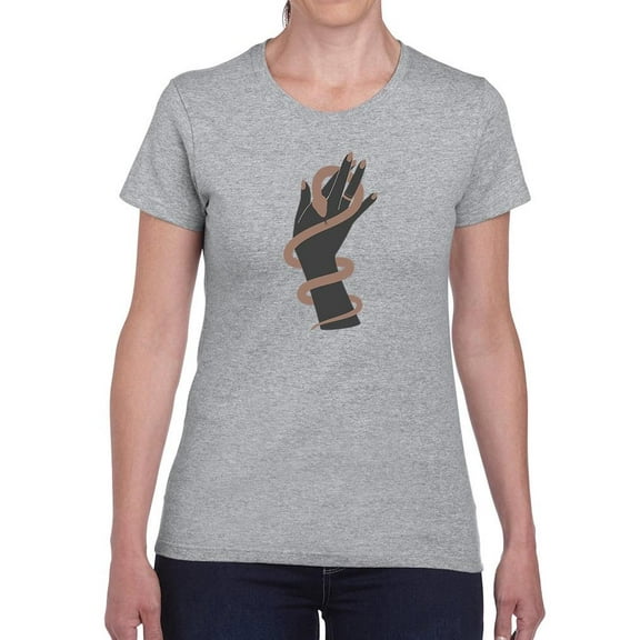 Snake Coiled On Hand Shaped T-Shirt Women -Image by Shutterstock, Female Medium