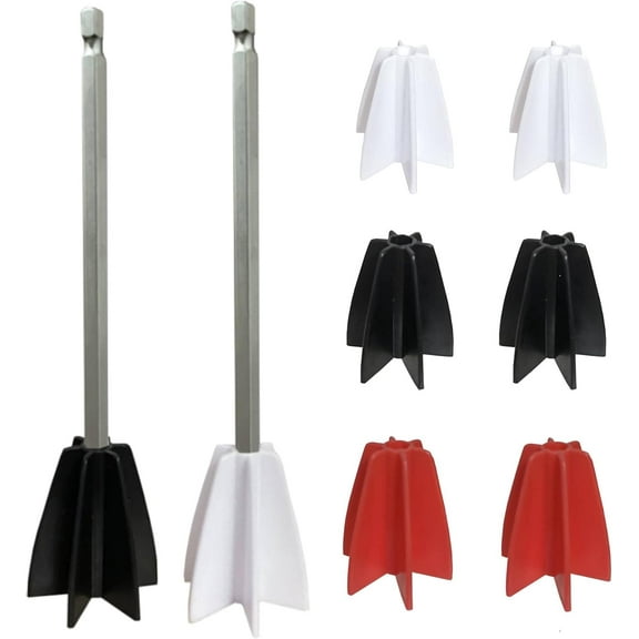 6 Pcs Epoxy Mixer Attachment for Drill, 6 Reusable Multipurpose Bidirectional Paint Stirrer, Helix Mixer for Resin, Silicone Gallon Mixing Tools, Paint Mixer for Drill(6 paddles and 2 sticks）
