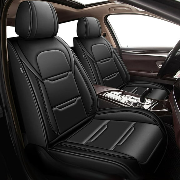 LAONNVIR Car 5-Seat Covers Front & Rear Full Set for Nissan Leaf 2012-2023 Car Seat Covers PU Leather Cushion Pad (Black)