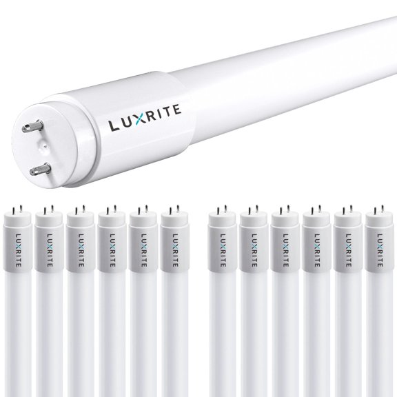 Luxrite 4FT T8 LED Tube Light, Ballast and Ballast Bypass, 13W, 3500K Natural White 12-Pack