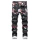 thumbnail image 1 of Pantalones vaqueros Baylvn para hombre, casual, con estampado floral Butterfly NY 872, color negro, 1 of 7