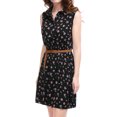 thumbnail image 3 of Día de San Patricio Vestido Sin Mangas Con Cinturón Estampado Por Encima De La Rodilla Con Media Tapeta Para Mujer Negro, Floral S, 3 of 7