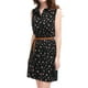 thumbnail image 3 of Día de San Patricio Vestido Sin Mangas Con Cinturón Estampado Por Encima De La Rodilla Con Media Tapeta Para Mujer Negro, Floral S, 3 of 7
