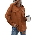 thumbnail image 4 of Musuos Women Juniors Shacket Corduroy Shirt Jacket, Solid Color Lapel Outerwear with Pockets, 4 of 6
