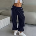 thumbnail image 5 of hlysgo Track Pants for Women Wide Leg High Waisted Baggy Joggers Pant Side Stripe Drawstring Ankle Trousers with Pockets Navy,L, 5 of 5