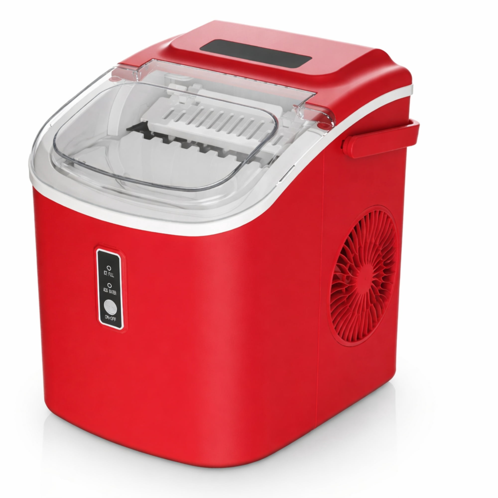 EUHOMY Countertop Ice Maker 26 lbs/Day Portable Self-Cleaning, 9 Bullet Ice in 6 Min, Red