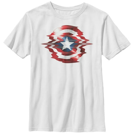 Glitch Music - Marvel Boys' Captain America Shield Glitch T-Shirt