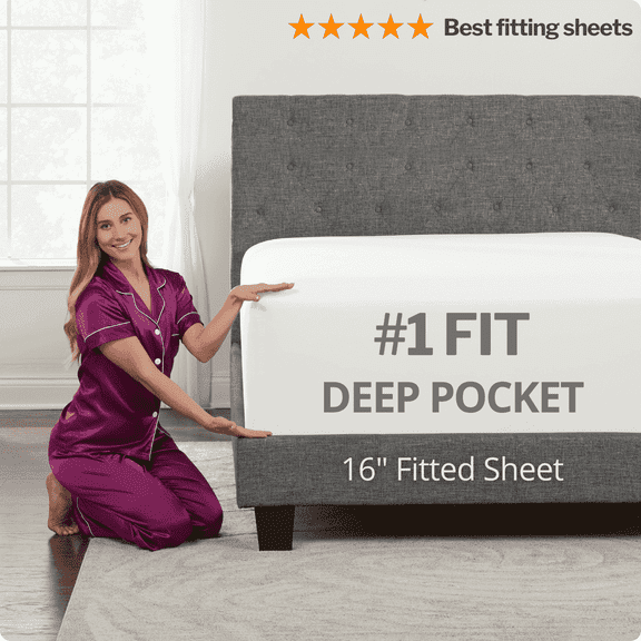 DeaLuxe Perfect Fit Collection 16 Deep Pocket 1-Piece Only White Solid Fitted Sheet, King Super Soft Easy Care and Hold Tight