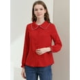 thumbnail image 3 of INSPIRE CHIC Women's Sweet Ruffle Peter Pan Collar Button Up Work Shirts, 3 of 6