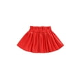 thumbnail image 1 of Qmyliery Toddler Baby Girl Mini Skirt,Chic Elastic Waist Solid Color Faux Leather Pleated Skirt, 1 of 8