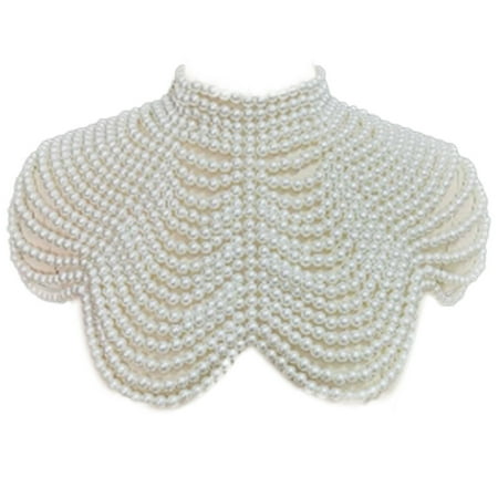 COMEET Necklace Shawl  Women Pearl Shawl Necklaces Body Chain Beaded Collar Shoulder Pearl Bra Sweater Chain Wedding Dress Body Jewelry