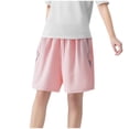 thumbnail image 3 of Ahuyic Girls Pants,Summer Shorts for Girls,Boys Shorts Summer Children's Shorts Ice Silk Five Quarter Pants Casual Sports Shorts,Pink,15 Years, 3 of 5