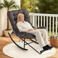 thumbnail image 1 of Kojooin Indoor Papasan Rocking Chair, Rattan Rocker with Extendable Footrest and Detachable Cushion, 1 of 7