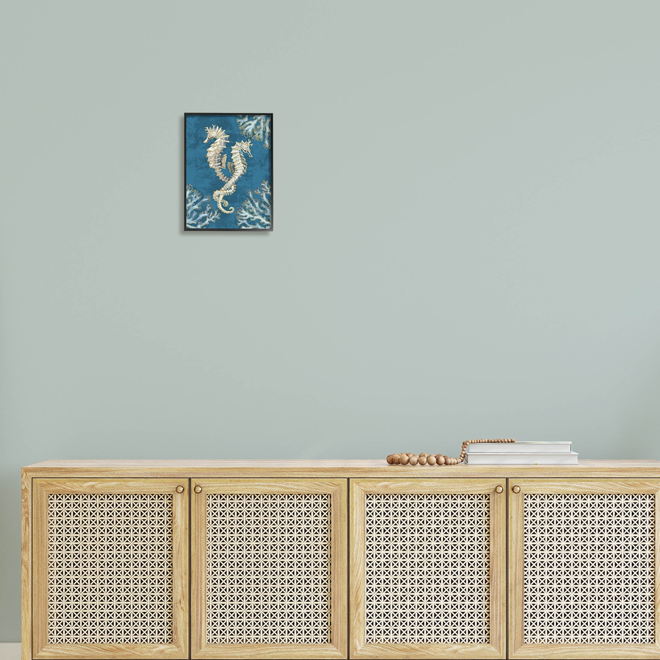 Stupell Industries Intertwined Seahorses Playa Sealife Graphic Art Black Framed Art Print Wall Art, Design by Paul Brent