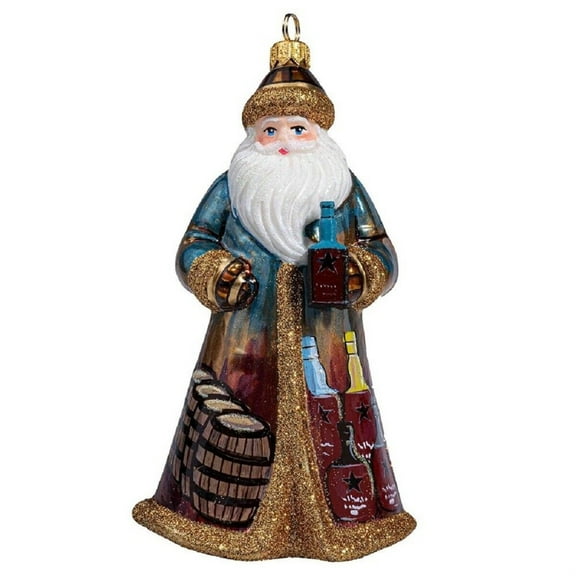 Glitterazzi Bourbon Santa Claus Polish Glass Christmas Ornament