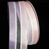"Satin Sheer Pastel Pink, Lavender and White Striped Pattern Wired Craft Ribbon 1.5"" x 80 Yards"
