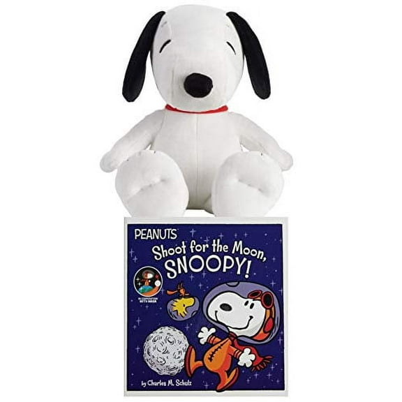 KOHLS CARE Peanut Plush Characters Charlie Brown Lucy Snoopy Book and Plush Set Bundle (Snoopy & Moon Book)