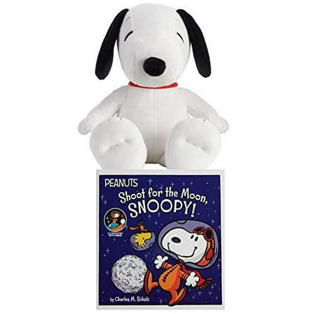 KOHLS CARE Peanut Plush Characters Charlie Brown Lucy Snoopy Book and Plush Set Bundle (Snoopy & Moon Book)