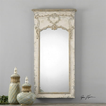 63 Roman Style Distressed White Frame With Decorative Antiqued 63 Roman Style Distressed White Frame With Decorative Antiqued Mirror