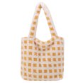 thumbnail image 1 of Bolsa De Hombro Bolsa Bolsos de hombro de felpa para mujer con asa superior esponjoso para otoño e invierno (cuadros beige) Tmvgtek Para Estrenar, 1 of 9