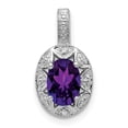 thumbnail image 5 of 925 Sterling Silver Rhodium Plated Diamond and Amethyst Pendant, 5 of 7