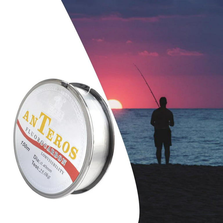 164yds Fluorocarbon Carbon Fibre Fishing Line Underwater Faster Sinking Leader Line Low Stretch for Saltwater and Freshwater Bass 0.4 55lb, Clear