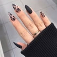 thumbnail image 2 of Uñas postizas de moda con diseño de leopardo, 24P, cobertura completa, puntas de Stiletto negro y marrón, pegamento para uñas artificiales francesas, 2 of 4