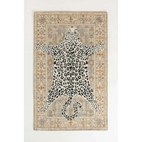 ALEF HOME Animal Motif Rug Collection Luxury Animal Print Collection Art Deco Leopard Animal Print Tufted Pink Leopard Print Design Area Rug, 6' x 9', Quick Dry