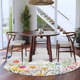 thumbnail image 5 of Wildflowers Round Rug 6ft Washable Circle Kitchen Rugs Non Slip Spring Farmhouse Tulip Floral Leaf Wooden Grain Large Area Rug Indoor Floor Carpet for Bedroom Living Room Home Office Dining Room, 5 of 7