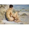thumbnail image 2 of Tuke, Henry Scott 32x23 Gold Ornate Wood Framed with Double Matting Museum Art Print Titled - Boy On a Beach, 2 of 4